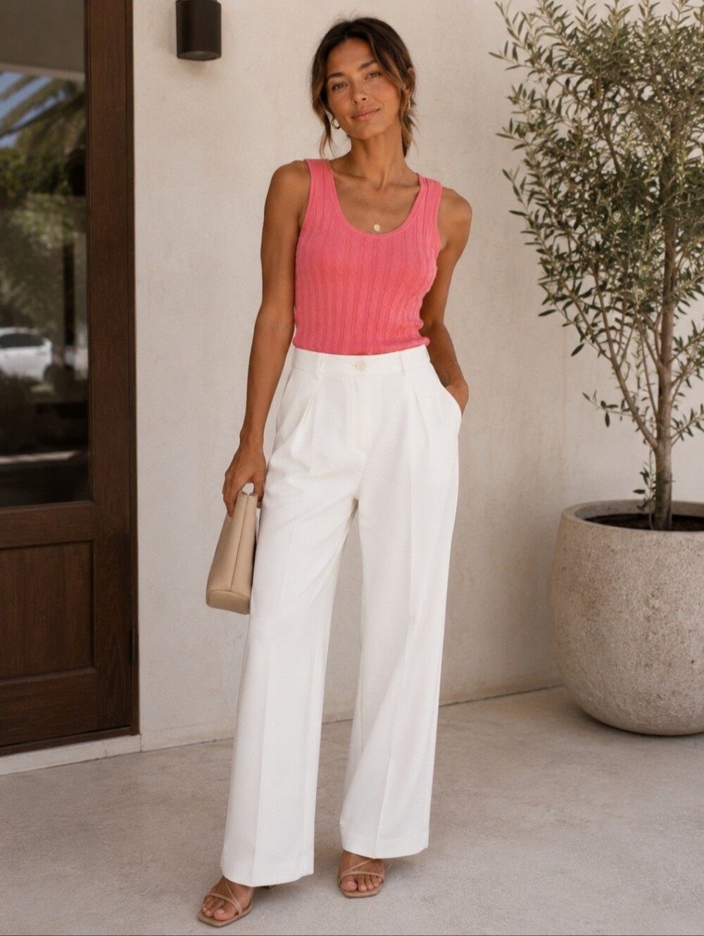 Tommy Hilfiger Coral Cable Knit Tank | Sleeveless Sweater Top Preppy Summer Top